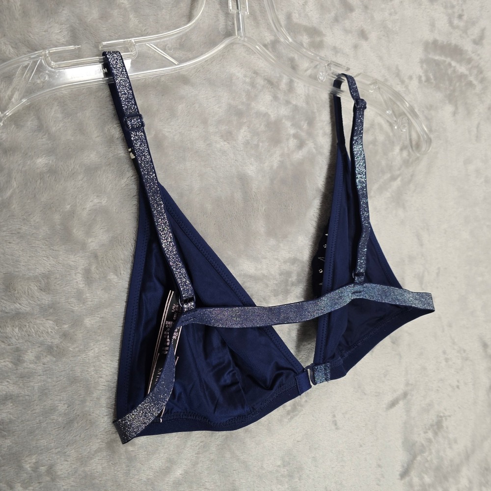 Victorias Secret Bralette Women L Navy Celestial Moon Star Sequin Galaxy Emo Y2K - Picture 9 of 10